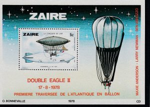 Zaire # 901, Giffards Balloon & the Hindenburg, Souvenir Sheet, NH, 1/2 Cat.