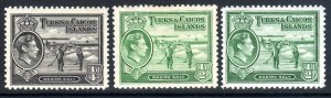 TURKS & CAICOS- 1938-45...SG 194-195a  ..    MM  cv £12-+