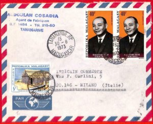 aa3927 - MADAGASCAR - POSTAL HISTORY -   AIRMAIL  COVER to ITALY  1973 Boats