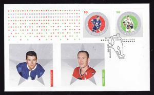 Canada-Sc#2085c-d-stamps on FDC-Hockey-NHL All Stars-Allan Stanley-Pierre Pilote