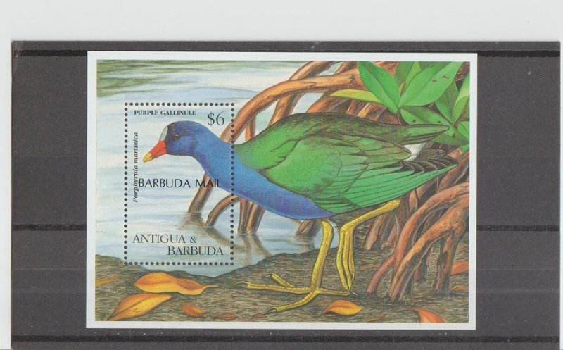 Barbuda  Scott#  1625  MNH  S/S  (1997 Purple Gallinule Overprinted)