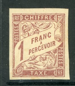 France Colonies 1884 Postage Due 1 Franc Brown Sc# J12 Mint D692