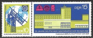 EAST GERMANY DDR 1970 DDR Broadcasting System Se-tenant Pair Sc 1205a MNH