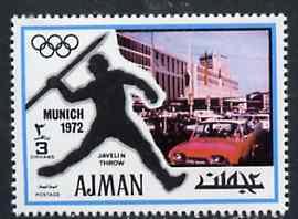 Ajman 1971 Javelin 3dh from Munich Olympics perf set of 2...