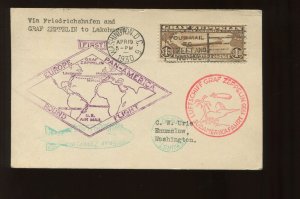 C14 Graf Zeppelin APRIL 19 1930 First Day Card to Enumclaw Washington (Cv 994)