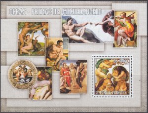 ST THOMAS and PRINCIPE Sc# 1626 MNH S/S of 1 - MICHELANGELO