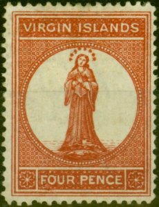 Virgin Islands 1887 4d Brown-Red SG37 Good MM (3) 