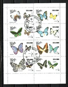 Oman State, 1977 Local issue. Butterflies sheet of 8. Canceled. ^