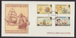 Ascension 536-539 Sailing Ships,Columbus U/A FDC