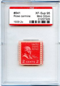 US SCOTT #841 MINT-XF-SUP-OG-NH GRADED 95 PSE ENCAPSULATED SMQ $35 (8/14/24 GP)