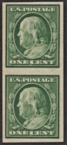 US 343 MNH VF/XF 1 Cent Washington Pair Imperfporate D/L Wtrmk