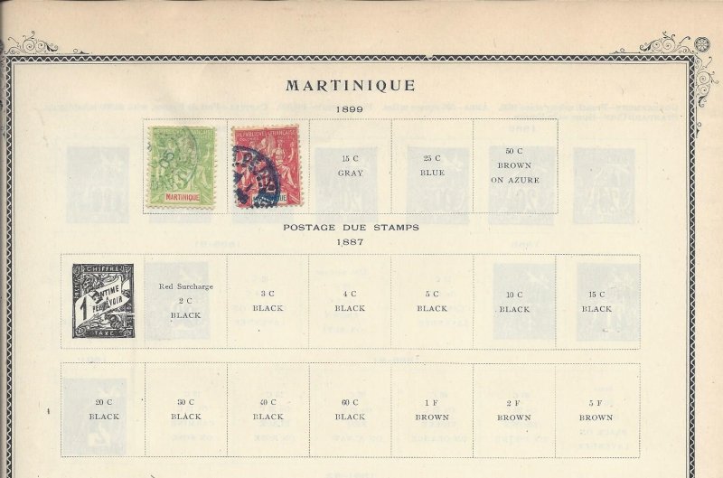Martinique - 2 old (1800's) album pages.  See description and scans.