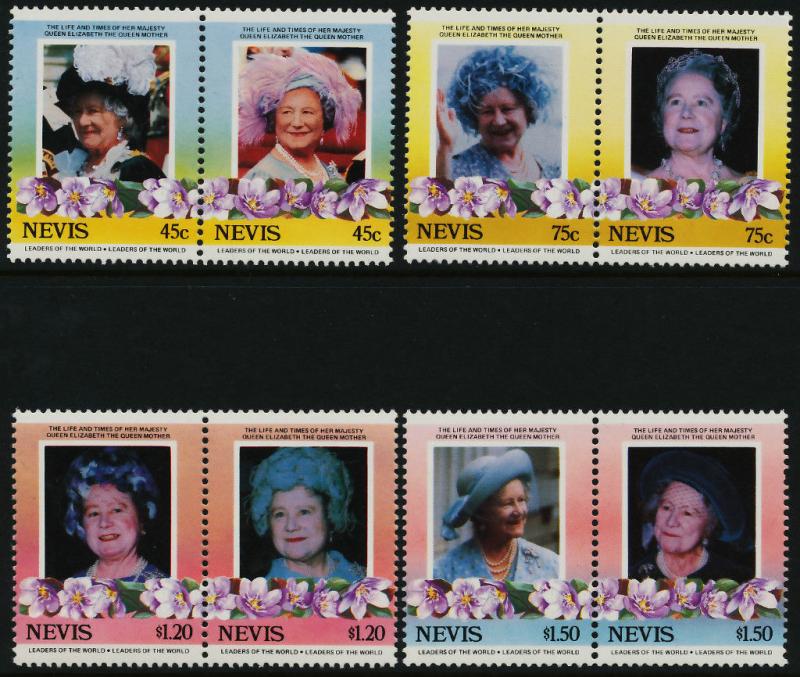 Nevis 427-30 MNH Queen Mother, Life & Times, Flowers