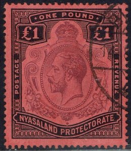 NYASALAND 1913 KGV £1 USED 