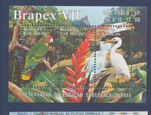 BRAZIL - Scott 2158 - MNH S/S - Birds, parrot, Crane - BRAPEX'88