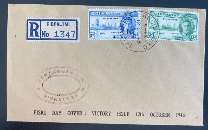 1946 Gibraltar First Day Cover FDC Victory Issue