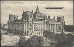 Germany 1909 Pioneer Berlin Reichstag Zeppelin Dirigible Airship Postcar G110855