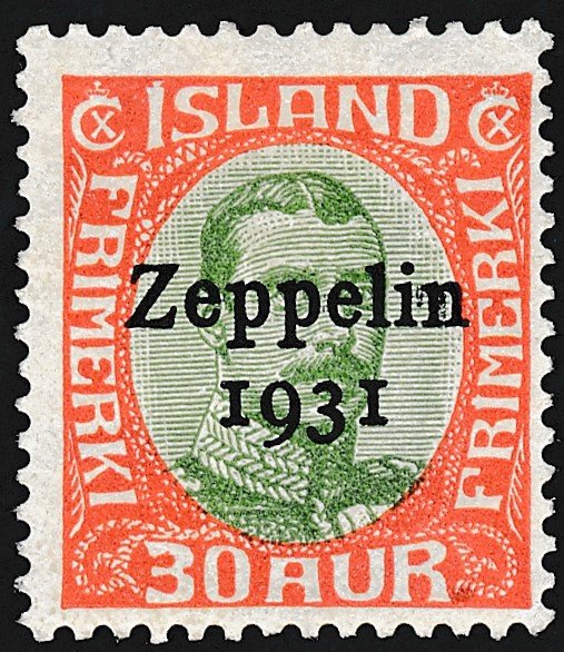 Zeppelin Iceland Stamps.  30a, 1K & 2K., MH