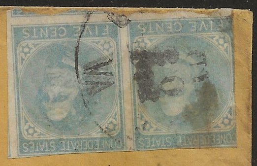 Confederate States #6 Pair Dec 30 1863 Va Mrs Richard Gaines Drakes Branch