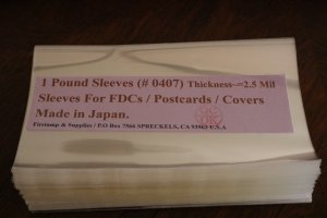 1 lb Sleeves 4 x 7 for FDCs / Postcards Thickness=.2.5 mm ( >>340 Sleeves).