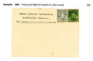 Barbados 1881 Postal Card