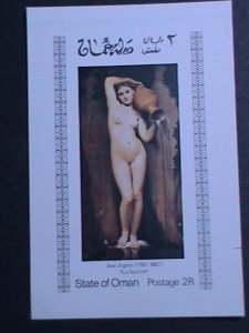 ​STATE OF OMAN-WORLD FAMOUS NUDE  PAINTING OF JEAN INGRES IMPERF MNH S/S VF