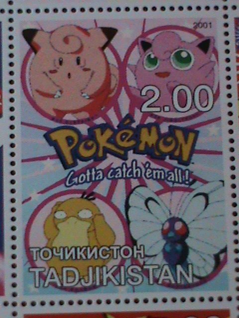 ​TAJIKISTAN-2001-  POKEMON-GOTTA CATCH THEM ALL-MNH-SHEET VERY FINE-LAST ONE