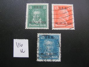 Germany 1927 USED  SC 363-365 SET XF 250 EUROS (116)