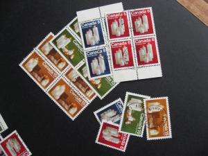 Canada Christmas Sc 606-9 U Reg,Winnipeg,Ottawa tags, singles,blocks ex Bileski