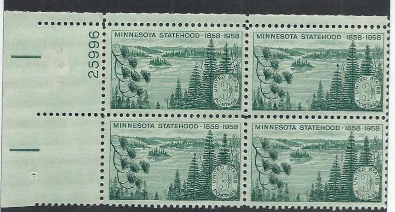 UNITED STATES SC#1106 PL#25996 UL FVF/MNH B/4 1958