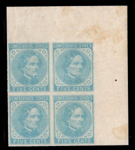 MOMEN: US STAMPS CSA #6 IMPERF BLOCK MINT OG NH VF+ LOT #89283