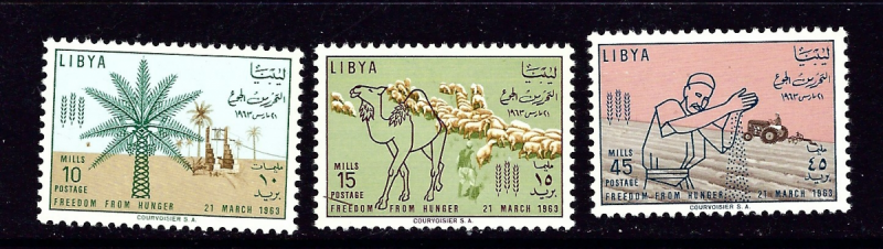 Libya 234-36 MNH 1963 Freedom from Hunger set 