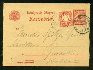 German State Bavaria Letter card Mi.K2+56 to Holland
