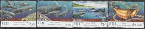 Fiji #821-4 MHN set, sperm whale, issued 1998