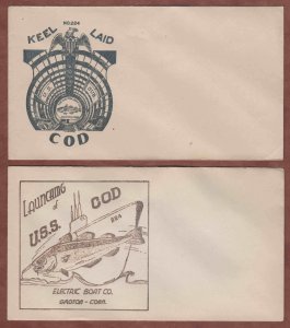 USS Cod ~ WW2 Submarine ~ Keel Lay & Launch Covers 1942-43 ~ Electric Boat