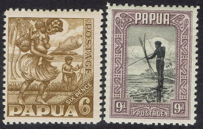 PAPUA 1932 PICTORIAL 6D AND 9D 