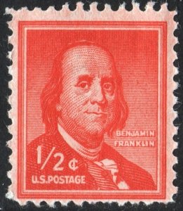 SC#1030 1/2¢ Benjamin Franklin Single (1955) MNH
