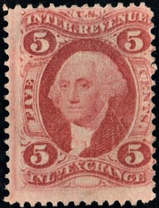 R27c 5¢ Revenue: Inland Exchange: Double Transfer (1862) Uncancelled/No Gum