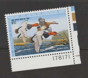 U.S. Scott Scott #RW54 Duck Stamp - Mint NH Plate Number Single