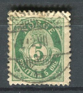 NORWAY; 1890s early classic 'ore' type used Shade of 5ore. + fair Postmark