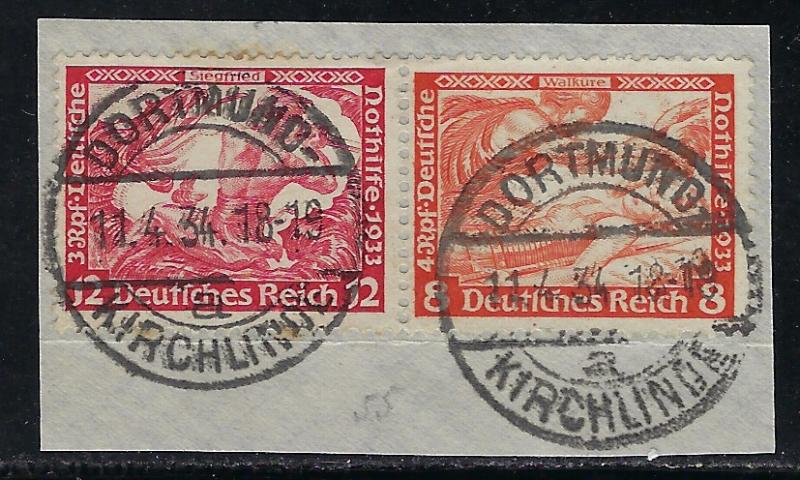 Germany Scott # B54, B53, used, se-tenant, opp, W55