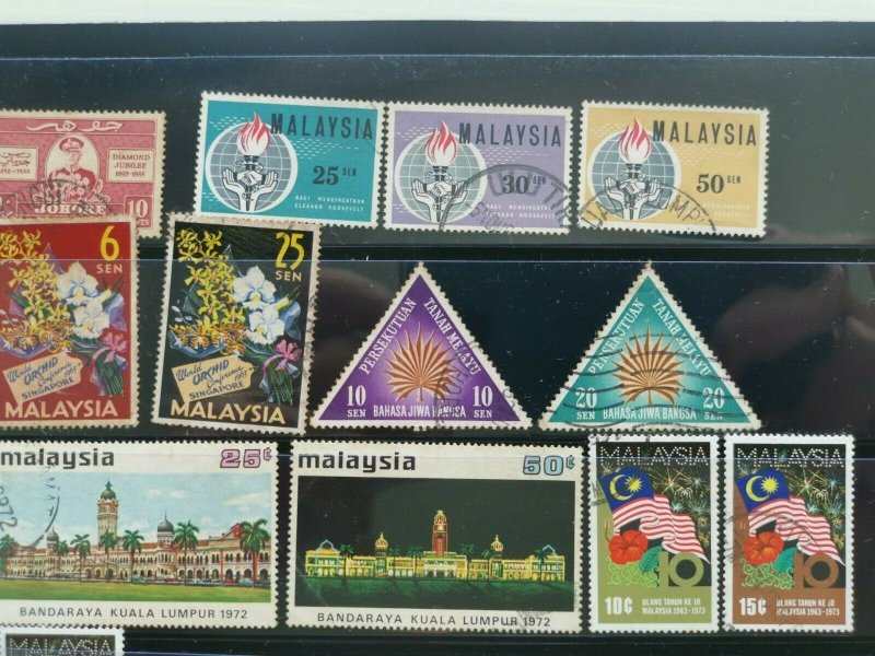 MALAYA MIXED OLD STAMPS ON TWO  STOCK CARD IN FINE USED  CONDITION.(3)