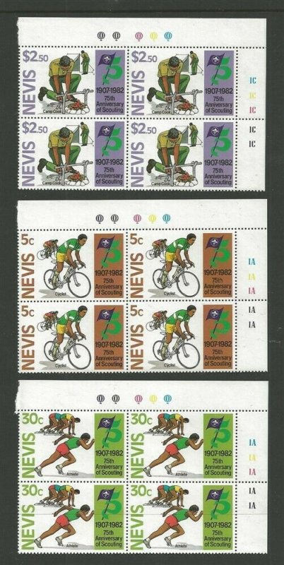 1982 Scouts Nevis 75th anniversary plate blocks