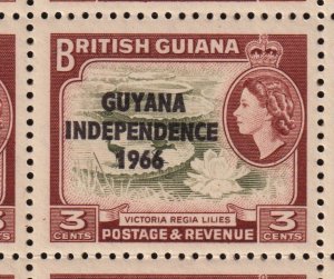 Guyana 1966-67 QEII 3c Independence - Lilies Mint MNH SG 379