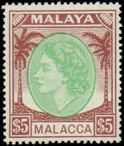 Malaya Malacca #29-38, 40-44, Inc Set(15), W/O 39, 1954-1955, Hinged