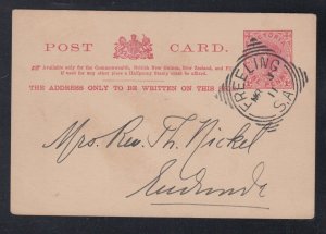 South Australia 1911 FREELING Squared Circle Postal Stationery Card to Eudunda