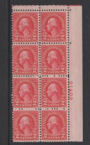 Scott #   634 unused  Block of 8 OG MNH Plate # 21402