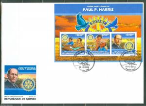 GUINEA   2014 145th BIRTH ANNIVERSARY  PAUL HARRIS  ROTARY SHT  FIRST DAY COVER