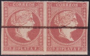 Cuba 1857 Sc 14 pair used pen cancel