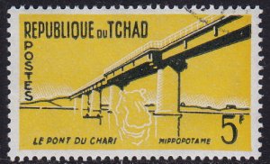 Chad - 1961 - Scott #75 - used - Chari bridge Hippopotamus